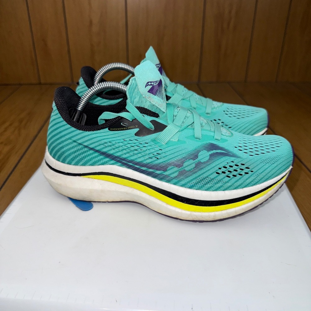 Saucony Endorphin Pro 2 Cool Mint Black Running Shoes S10687-26 Womens 7.5